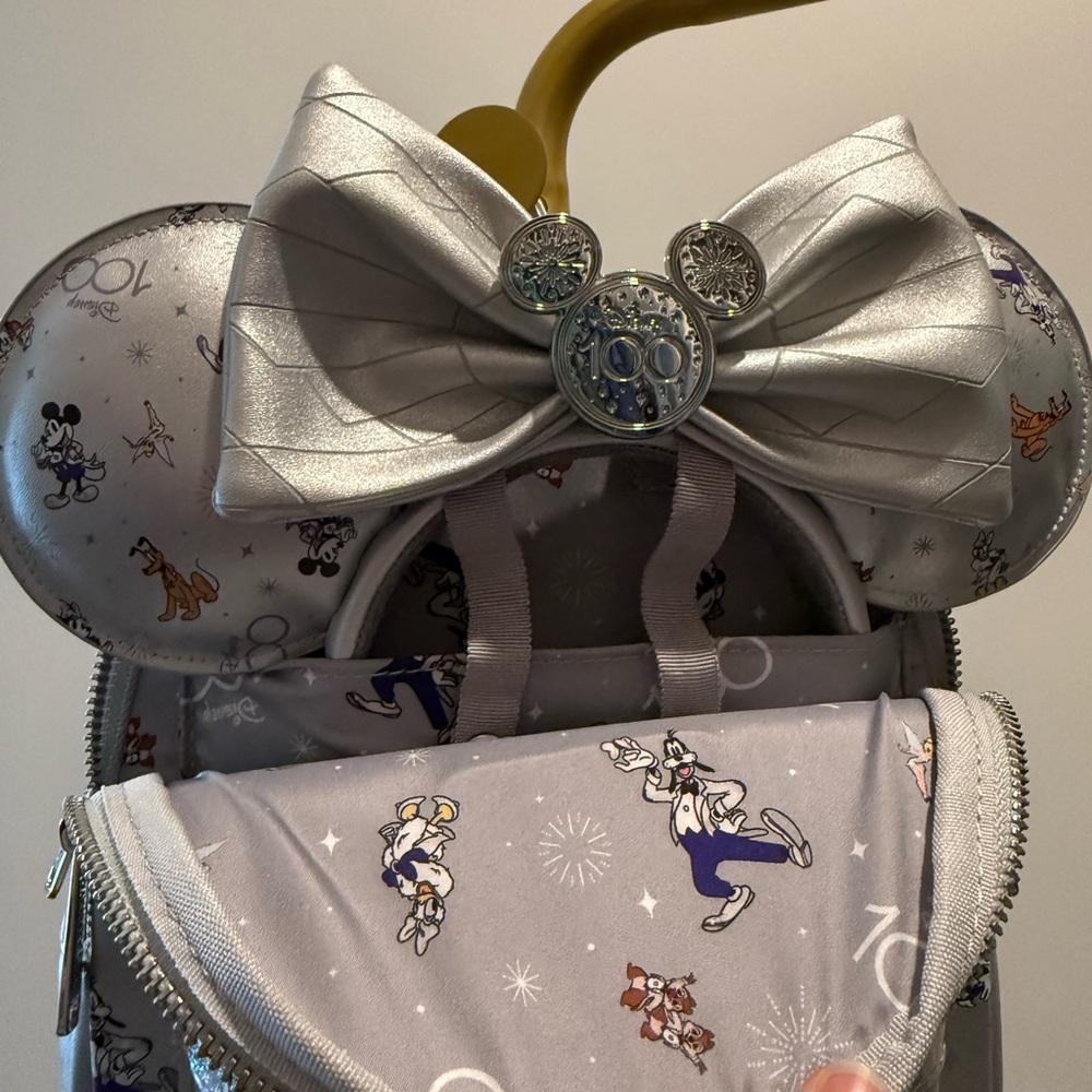Disney Loungefly 100th Silver Set Backpack and Ears - Picture 5 of 9